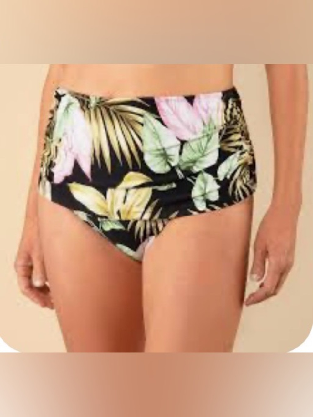 NEW Lands’ End Skirt Bikini Bottom Tropical Leaf Print Black Multiple Sizes
